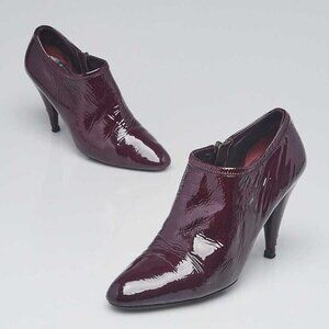 Prada Burgundy Patent Leather Ankle Booties Size 7/37.5